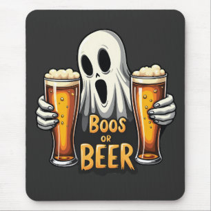 Boos Or Beer Funny Oktoberfest Halloween Ghost Mouse Mat