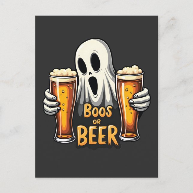 Boos Or Beer Funny Oktoberfest Halloween Ghost  Postcard (Front)
