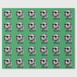 BOOS Pitbull with Sunglasses Ink Sketch Tattoo Des Wrapping Paper
