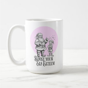 Boost your elf esteem funny santa elf pun mug