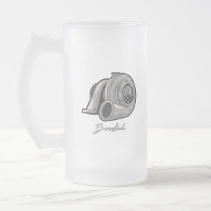 Boosted Turbo Tuning Frosted Glass Beer Mug