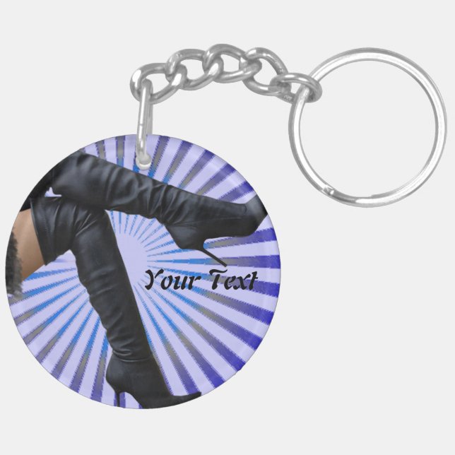 BOOT Art - (blue star burst) Key Ring (Back Left)