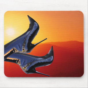 Boot Art with a Coloful Sunset Background Mouse Mat