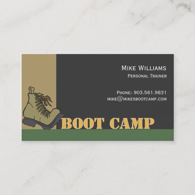 Boot Camp - black Business Card (Front)