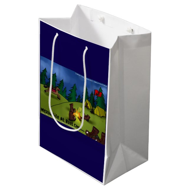 Boot Campfire Tales: A Sole-ful Retreat Medium Gift Bag (Front Angled)