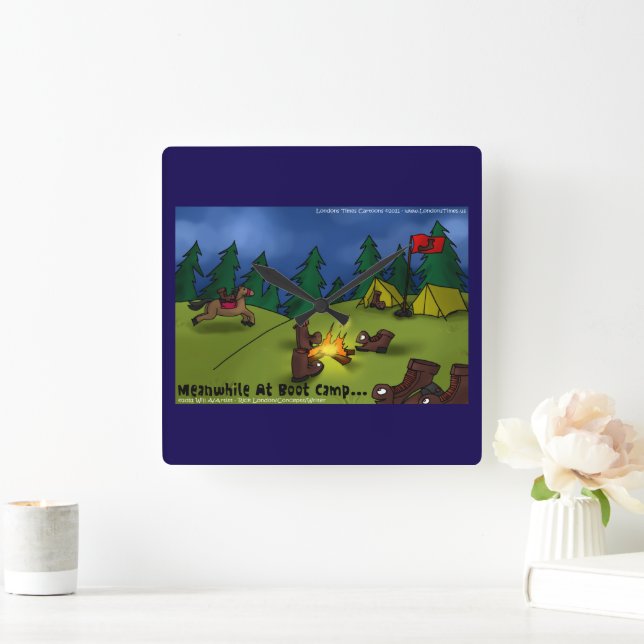 Boot Campfire Tales: A Sole-ful Retreat Square Wall Clock (Home)