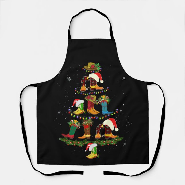 Boot Christmas Tree Line Dance Funny Dancing Boots Apron (Front)
