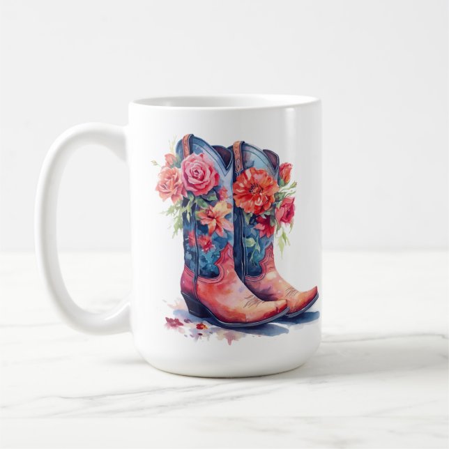 Boot Floral Design 15 oz Classic Mug (Left)