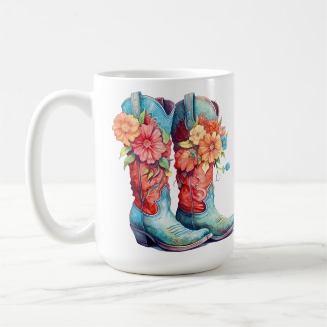Boot Floral Design 15 oz Classic Mug (Left)