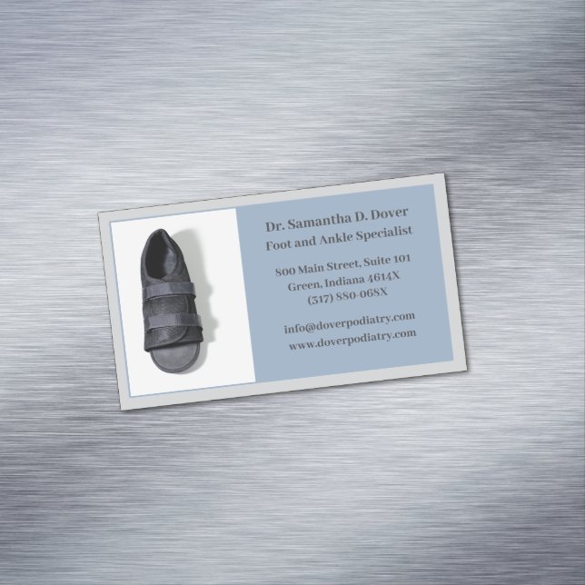 Boot Grey Foot Doctor Podiatry Podiatrist Medical Magnetic Business Card (In Situ)