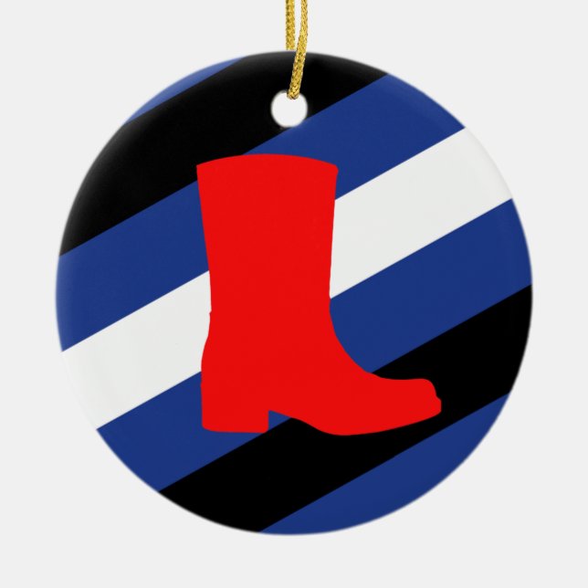 Boot Pride Flag Ceramic Tree Decoration (Front)