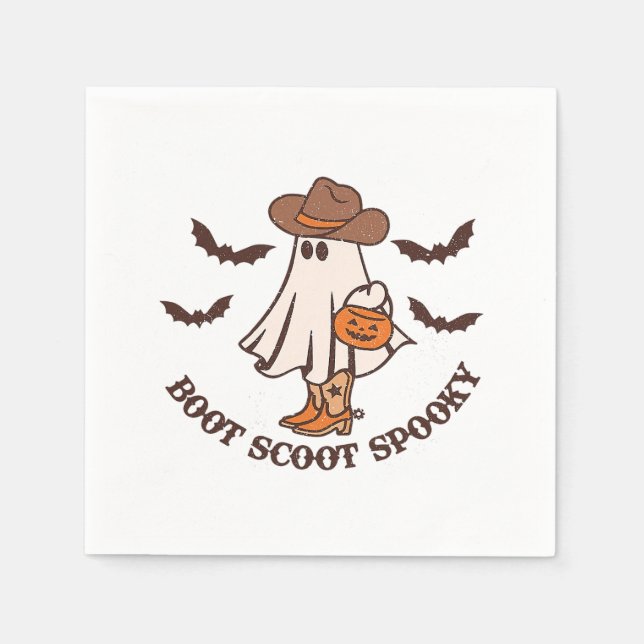 Boot Scoot Spooky Cowboy Ghost Groovy Retro Hallow Napkin (Front)