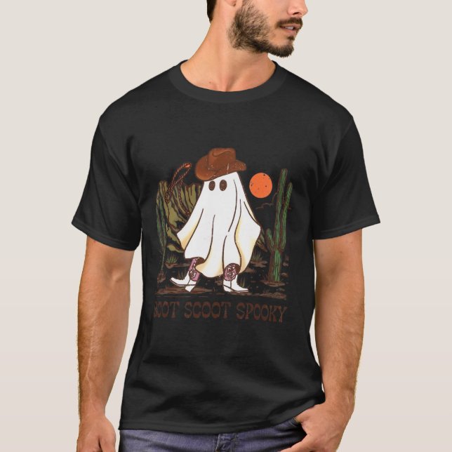 Boot Scoot Spooky Ghost Western Cowboy Ghost Hallo T-Shirt (Front)