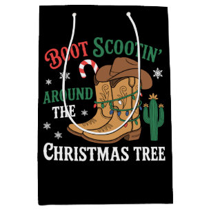 Boot Scootin Around The Christmas Tree Cowboy Xmas Medium Gift Bag