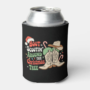 Boot Scootin Around The Christmas Tree Western Can Cooler