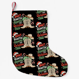 Boot Scootin Around The Christmas Tree Western Small Christmas Stocking