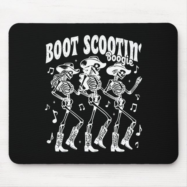 Boot Scootin' Boogie Retro Western Skeleton Dancin Mouse Mat (Front)