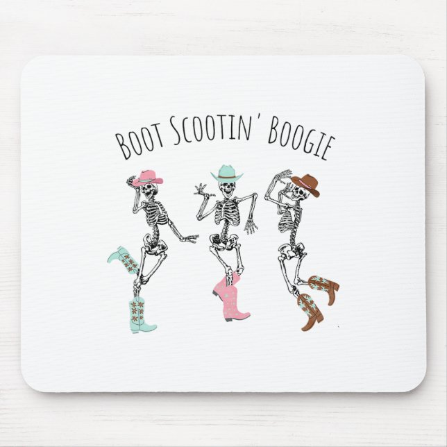 Boot Scootin Boogie Skeletons Dancing Western Hall Mouse Mat (Front)