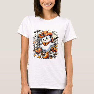 Boot Scootin' Ghost - Fun Halloween Cowboy Ghost D T-Shirt