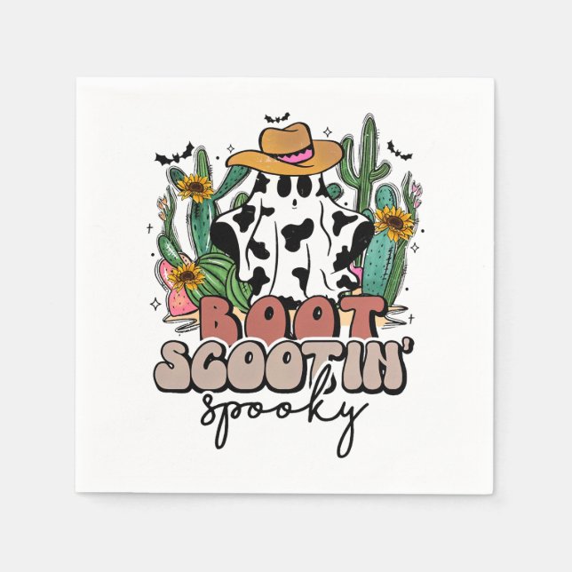 Boot Scootin_ Spooky, Western Halloween, Country M Napkin (Front)