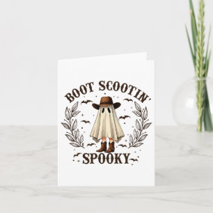 Boot Scootin Spooky Western Halloween Cute Ghost C Card