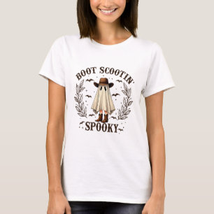 Boot Scootin Spooky Western Halloween Cute Ghost C T-Shirt