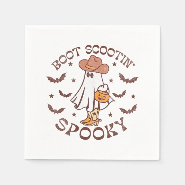 Boot Scootin Spooky, Western Halloween, Retro Fall Napkin (Front)