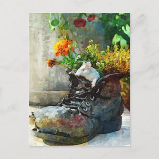 Boot With Flowers – Art Print Postcard