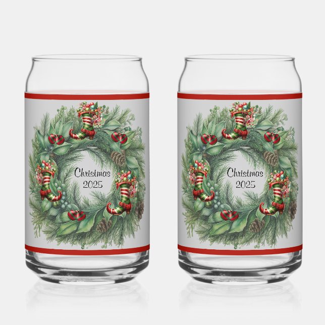 Boot Wreath Soda Glass (Front)