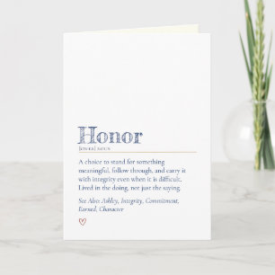 Bootcamp Letter From Home, Honour Definition Card
