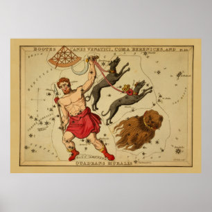 Boötes - Vintage Astronomical Star Chart Image