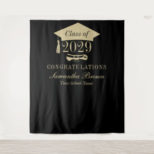 Booth Elegant Black Graduation Party Welcome Tapestry