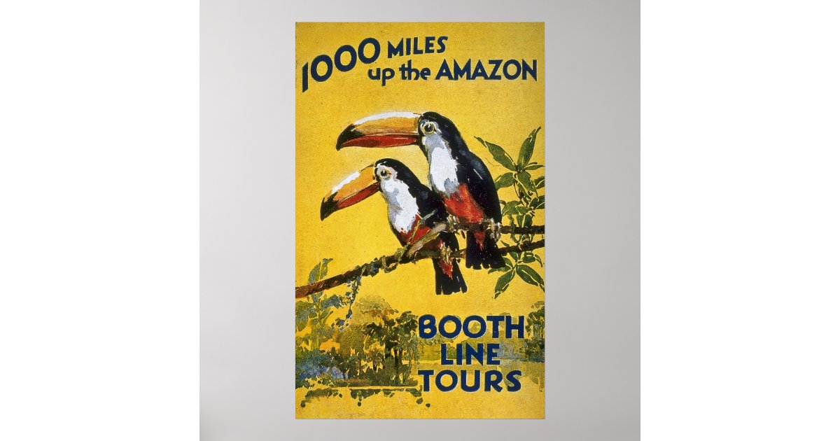 Booth Line Tours 1000 Miles Up the Amazon Vintage Poster Zazzle