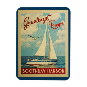 Boothbay Harbor Sailboat Vintage Travel Maine Magnet