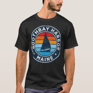 Boothbay Harbour Maine ME Vintage Sailboat Retro 7 T-Shirt