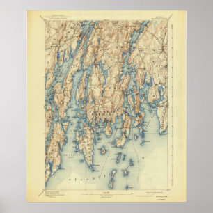 Boothbay Harbour Maine Vintage Map 1893 Poster