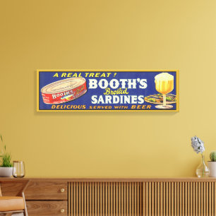 Booth's Brand Broiled Sardines Label Lehmann Litho Canvas Print