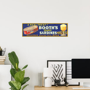 Booth's Brand Broiled Sardines Label Lehmann Litho Poster