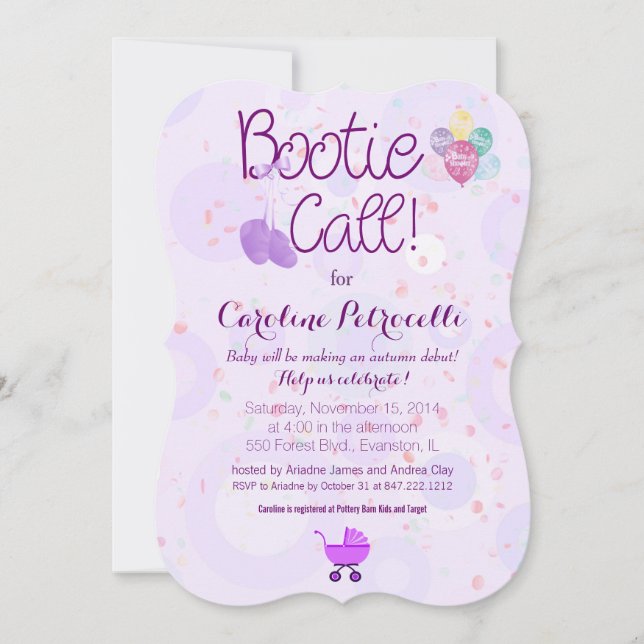 "bootie call" baby shower invitation (Front)