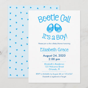 Bootie Call Blue Baby Boy Shower Invitation