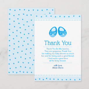 Bootie Call Blue Baby Boy Shower Thank You card