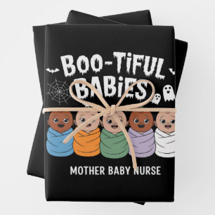 Bootiful Babies Mother Baby Nurse Halloween  Wrapping Paper Sheet