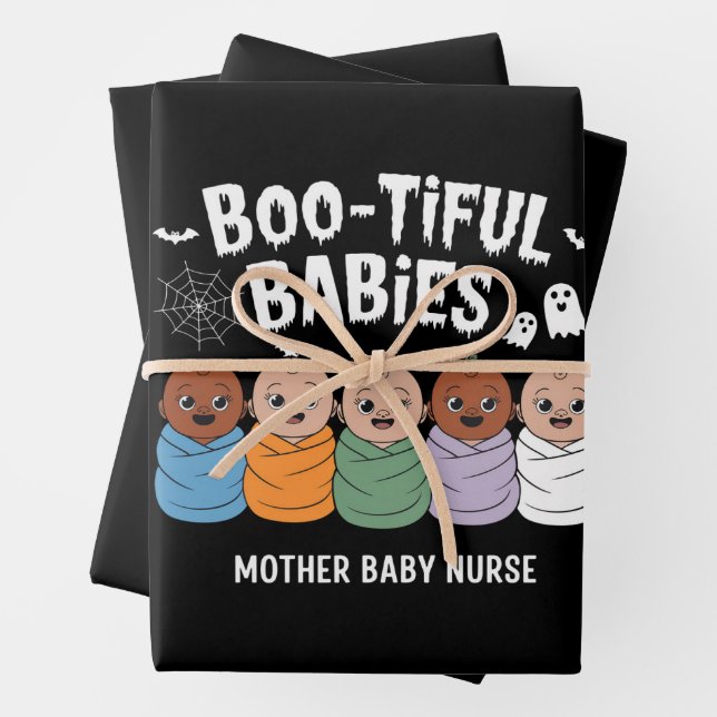 Bootiful Babies Mother Baby Nurse Halloween  Wrapping Paper Sheet (In situ)