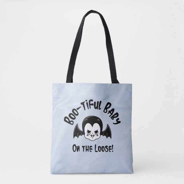 Bootiful Baby On The Loose adult Halloween funny Tote Bag (Front)