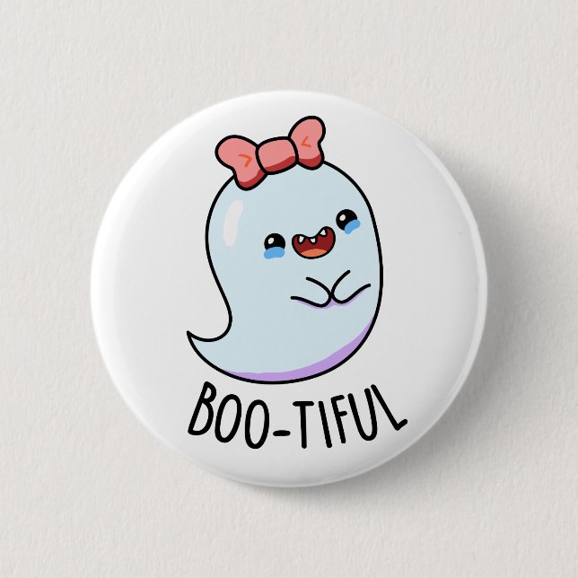 Bootiful Funny Girly Halloween Ghost Pun  6 Cm Round Badge (Front)