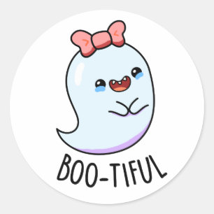 Bootiful Funny Girly Halloween Ghost Pun Classic Round Sticker