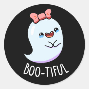 Bootiful Funny Girly Halloween Ghost Pun Classic Round Sticker