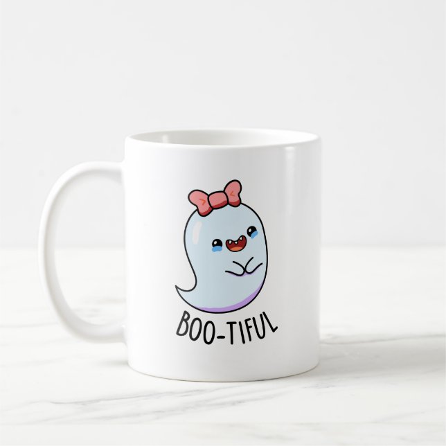 Bootiful Funny Girly Halloween Ghost Pun  Coffee Mug (Left)