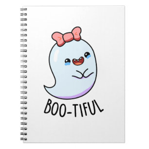 Bootiful Funny Girly Halloween Ghost Pun  Notebook