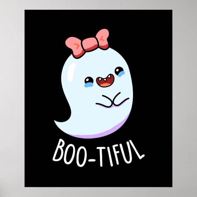 Bootiful Funny Girly Halloween Ghost Pun  Poster (Front)